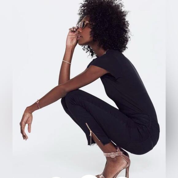 MOTHER The Stunner Double Zip Ankle Step Fray Black Denim Jeans Size 24 - Picture 4 of 12